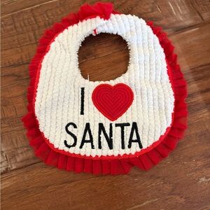 I Love Santa Baby Bib with Red Ruffles